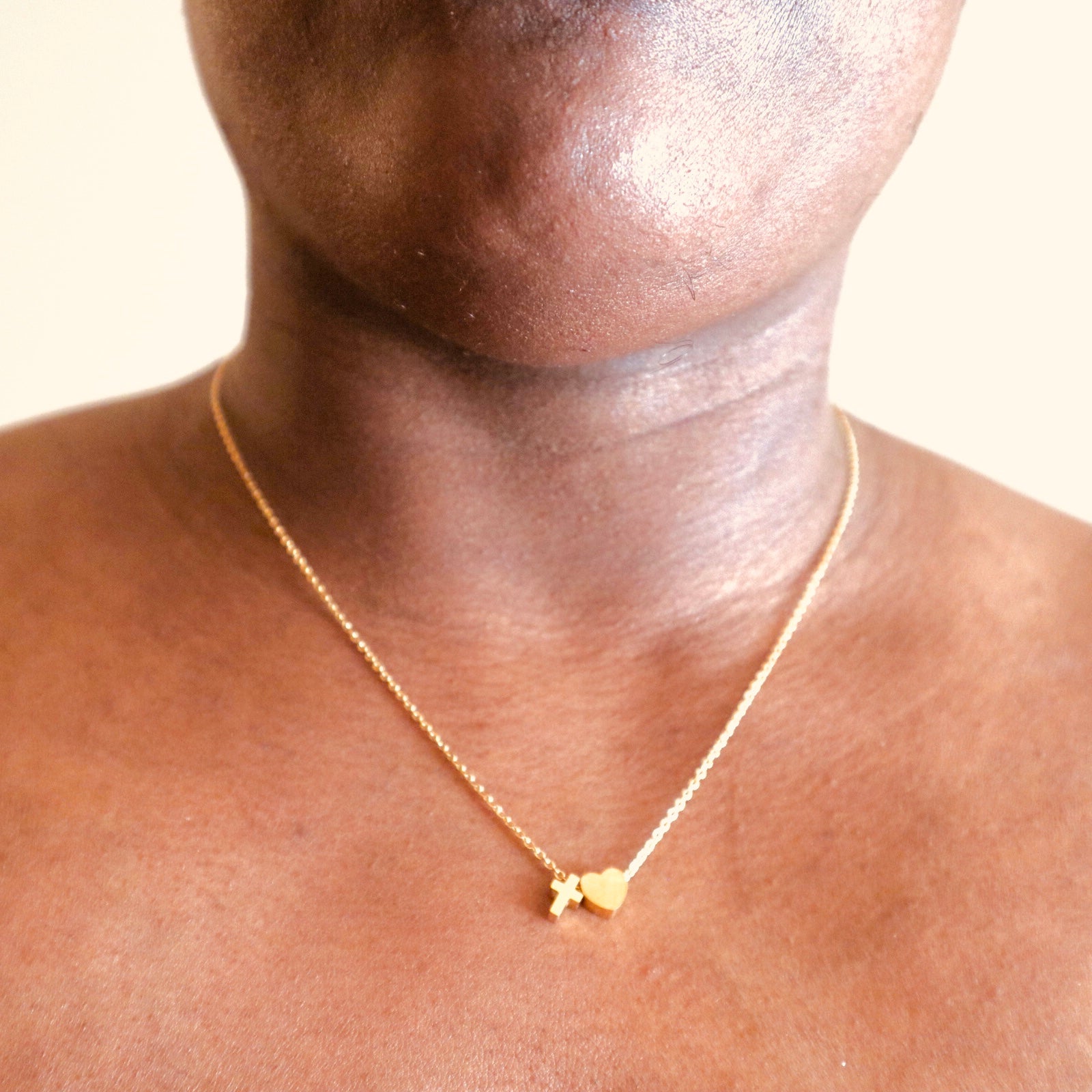 Cross Heart Necklace -Gold