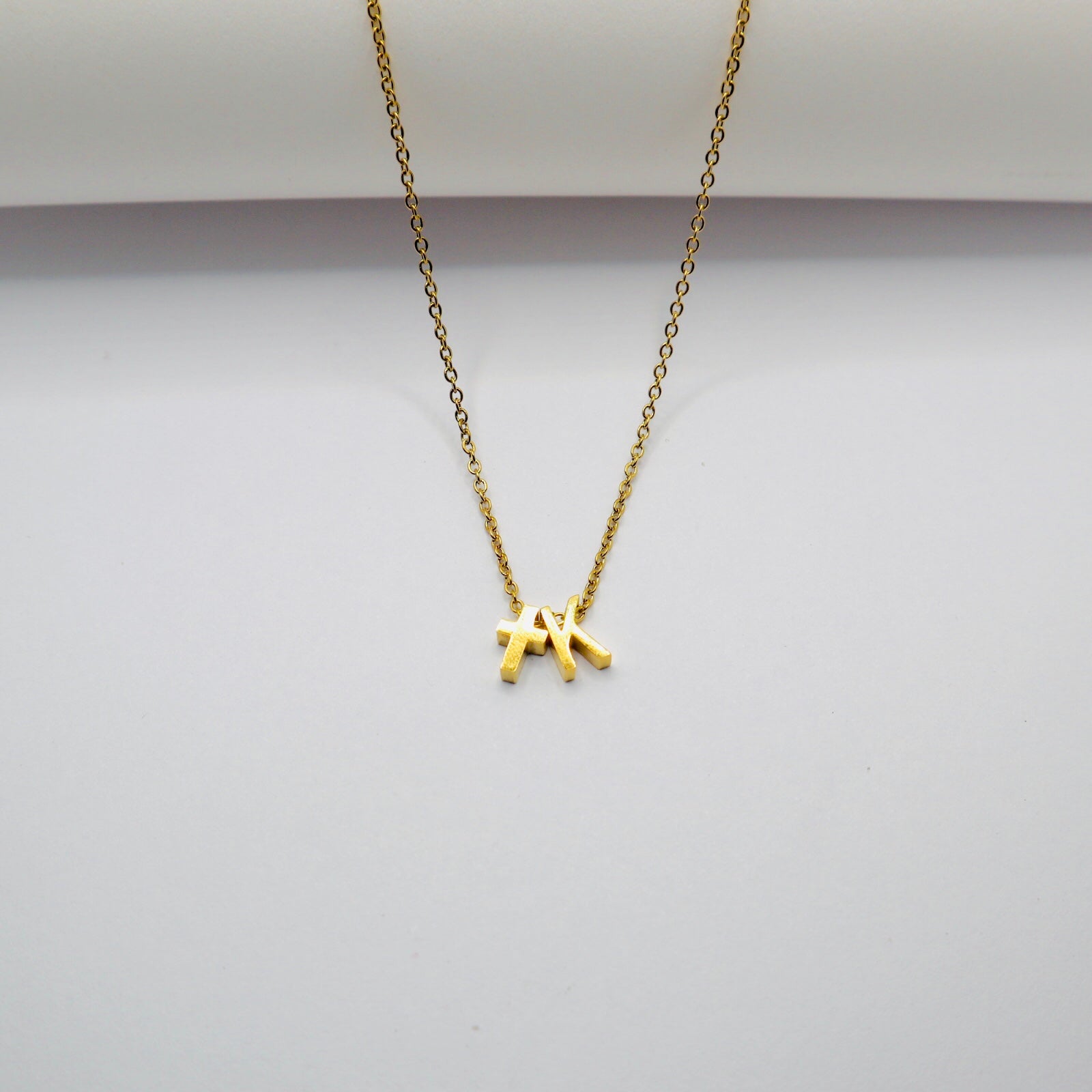 Delicate Cross Necklace and Initial Pendant 