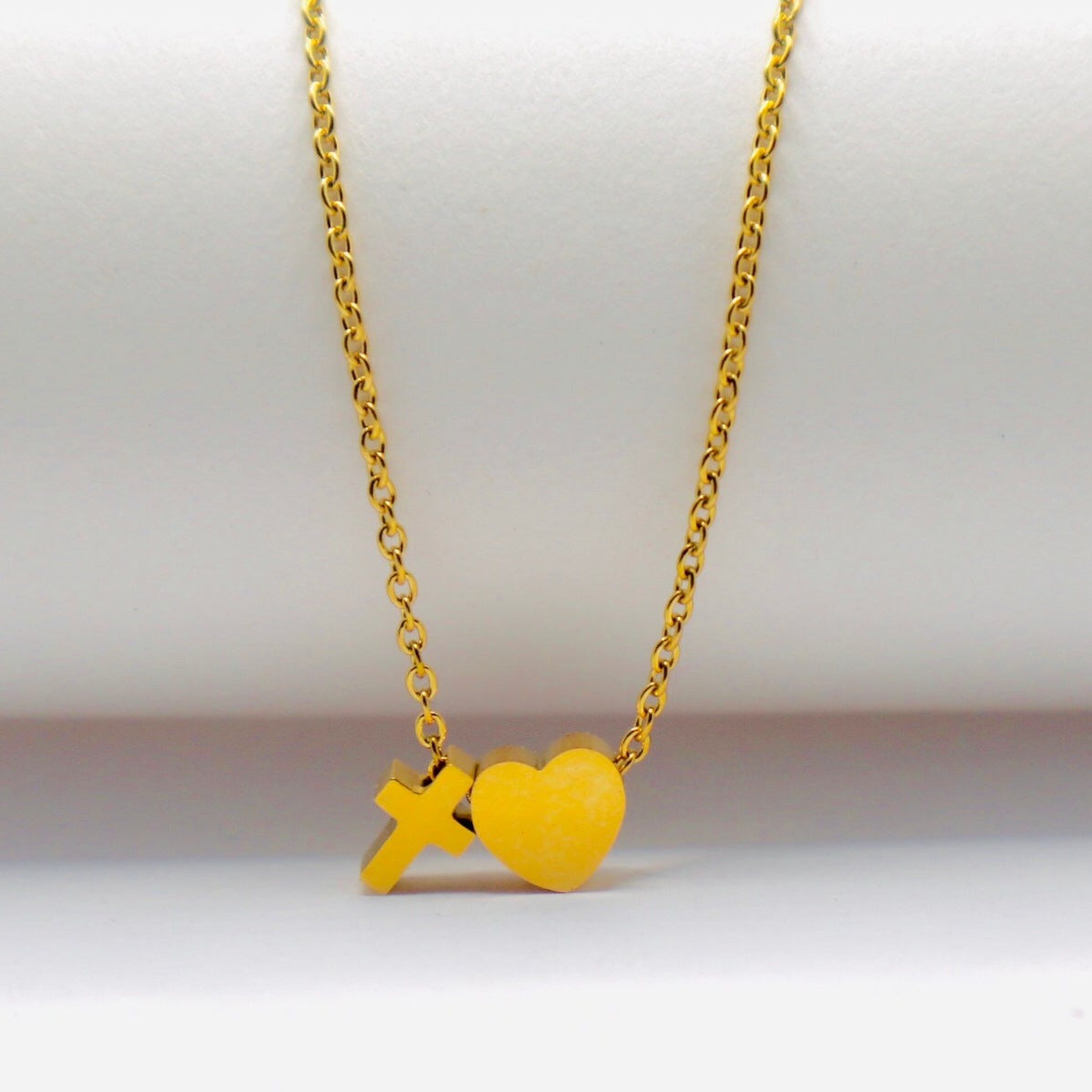 Cross Heart Necklace -Gold